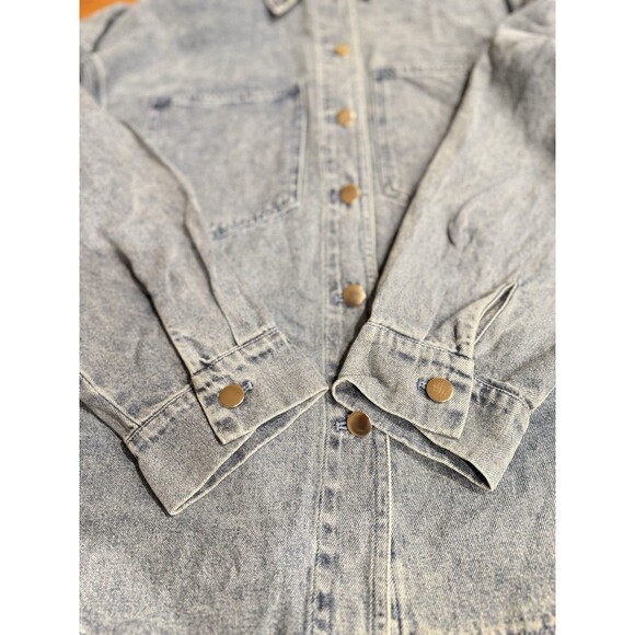 Oversized Denim Shirt Utility Field Jacket Button Down Long Sleeve SZ Large NWT - Picture 3 of 11